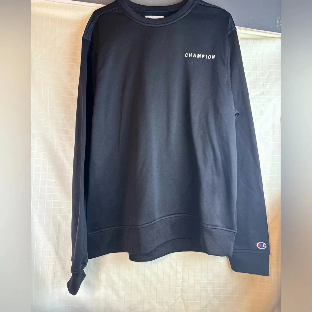 Champion Men's Black Fleece Sweatshirt Pullover Active Crew Neck  Long Sleeve